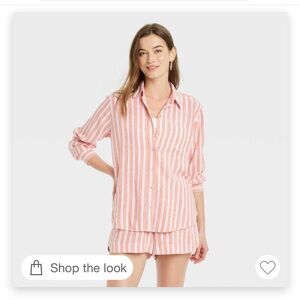 Universal Thread Linen Striped Set (Shirt and Shorts)